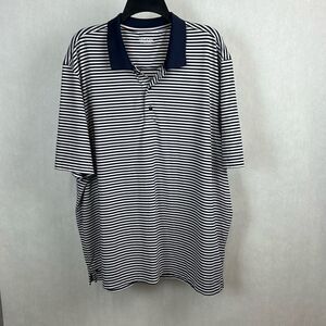 UnTuckIt Men’s Polo Shirt Sz XXXL 3XL White Navy Stripe Short Sleeve Lightweight